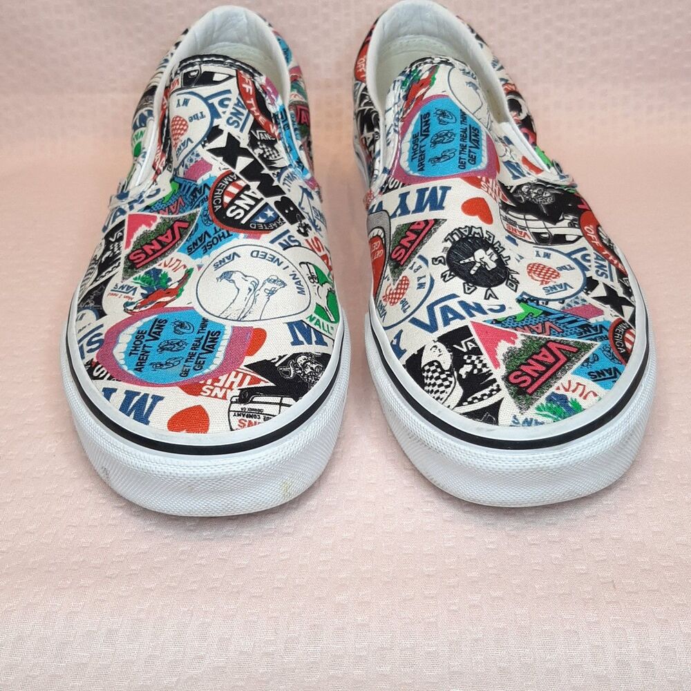 Vans Off The Wall Slip-On Shoes Multicolor Men Size 8.5 Stickers Skateboard - Picture 2 of 9